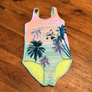 Justice One Piece Swimsuit Tropical Vibes Size 7